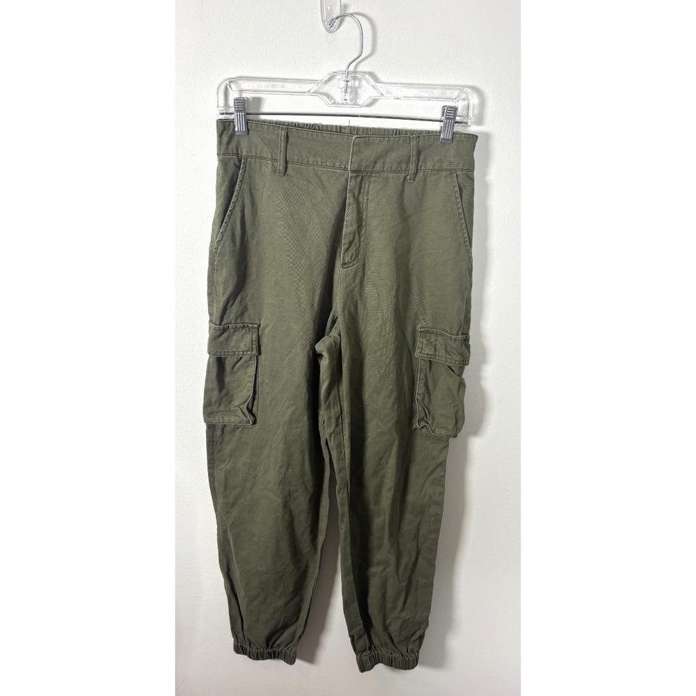 Forever 21 Women's Medium Olive Green Cargo Jogger Pants Pockets Ankle Cuffs